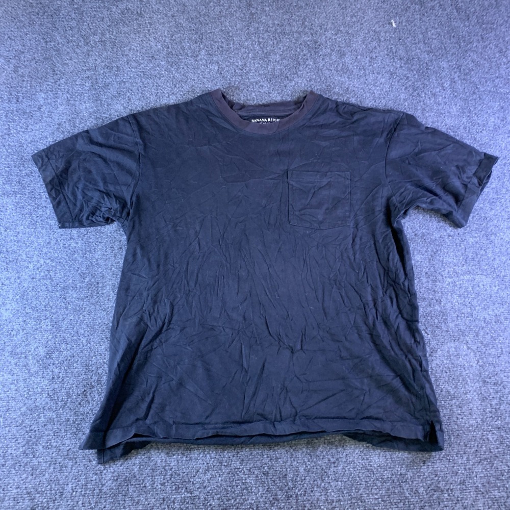 Banana Republic Authentic Tee Shirt Mens Medium Black Good Supima Cotton Pocket